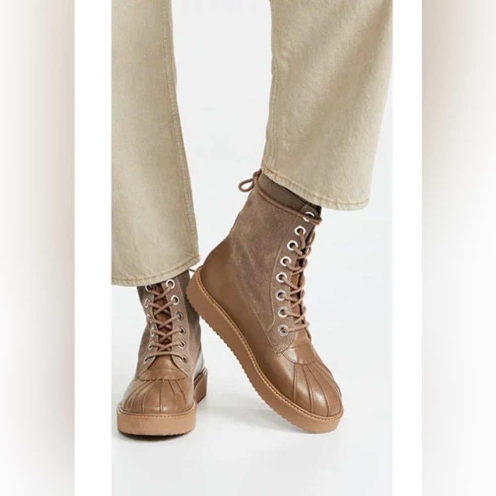 NEW ASTER Anel Platform Combat Duck Boots Almond Taupe Women’s Sz 5